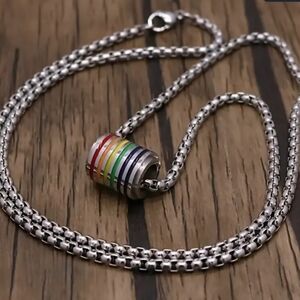 Silver Rainbow Pendant Necklace